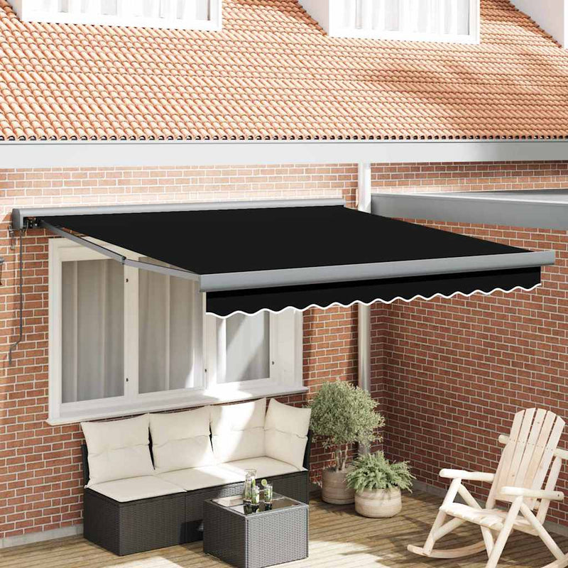 vidaXL Behúzható napellenző Fekete 350 x 250 cm Szövet, Fém