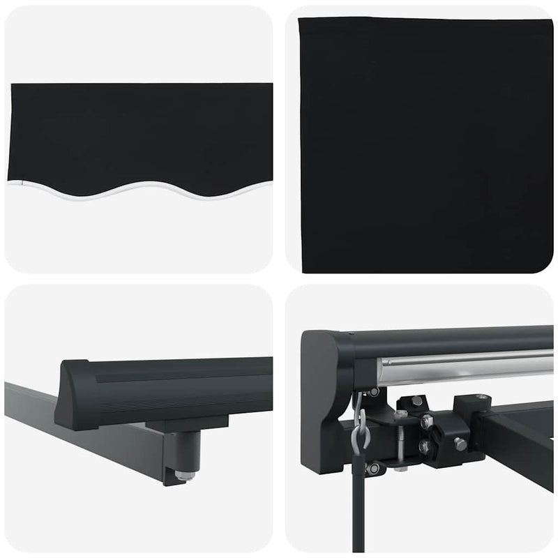 vidaXL Behúzható napellenző Fekete 350x250 cm szövet