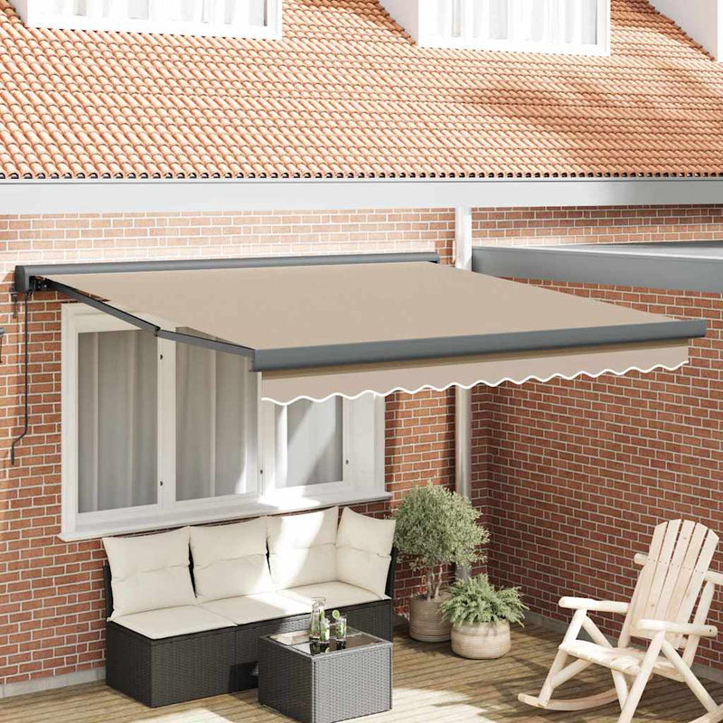 vidaXL Behúzható napellenző Bézs 350 x 250 cm Szövet, Fém