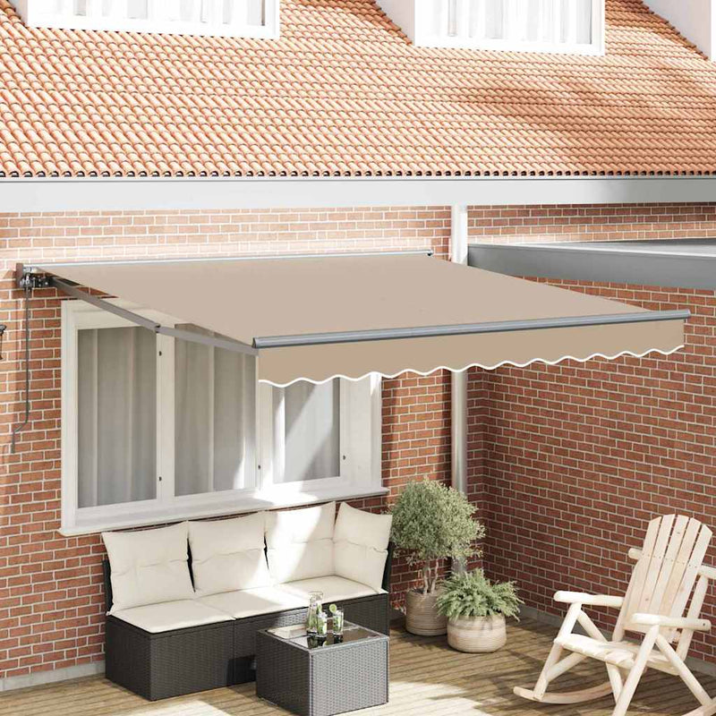 vidaXL Behúzható napellenző Bézs 350x250 cm szövet