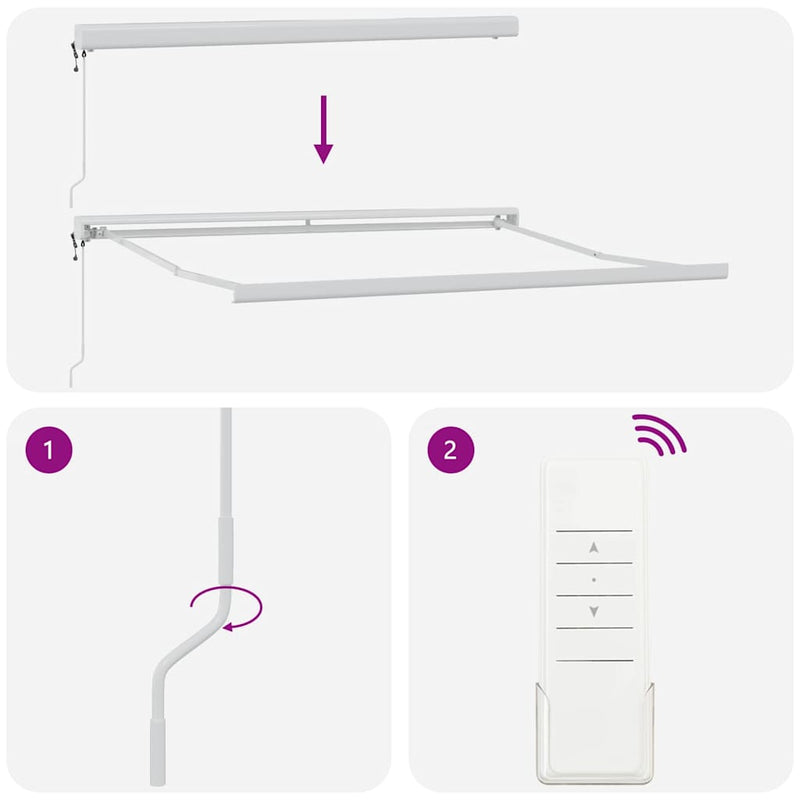 vidaXL Behúzható napellenző Fehér 350 x 250 cm Szövet, Fém