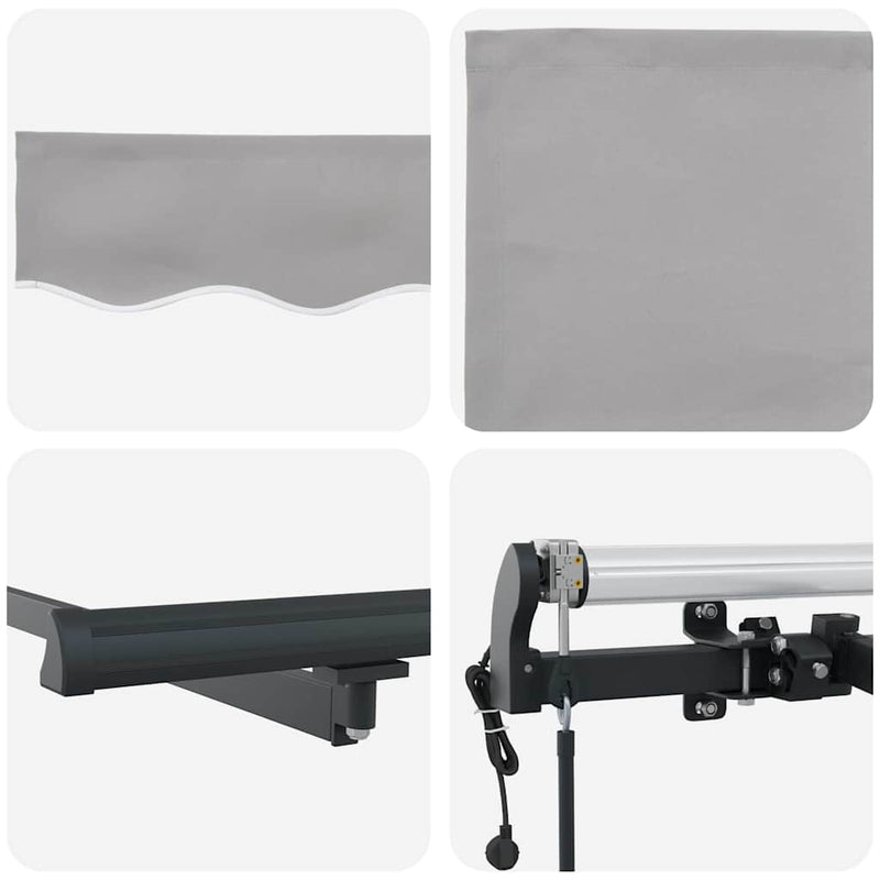 vidaXL Behúzható napellenző Világosszürke 350 x 250 cm szövet