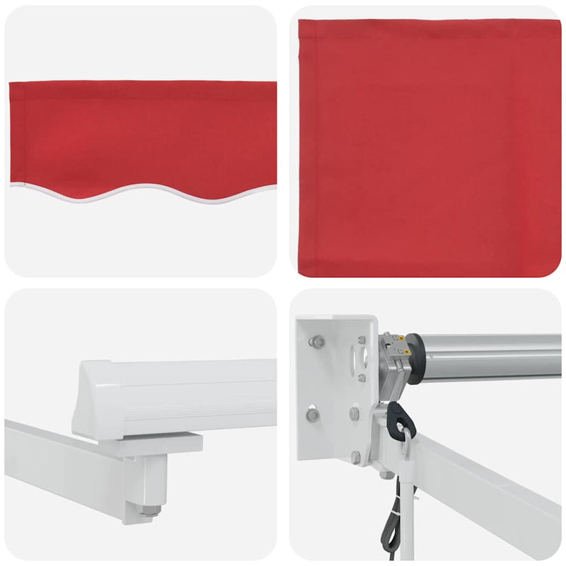 vidaXL Behúzható napellenző Piros 350 x 250 cm szövet