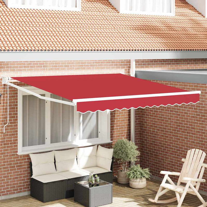vidaXL Behúzható napellenző Piros 350 x 250 cm szövet