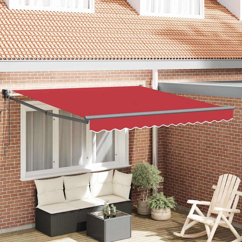 vidaXL Behúzható napellenző Piros 350 x 250 cm szövet