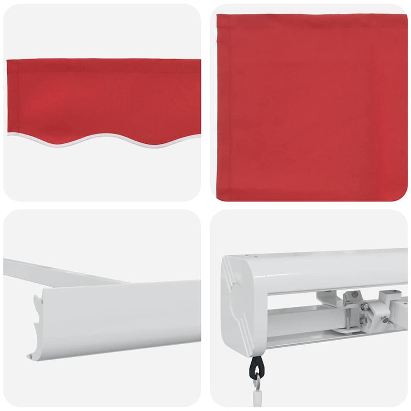 vidaXL Behúzható napellenző Piros 350 x 250 cm Szövet és Fém