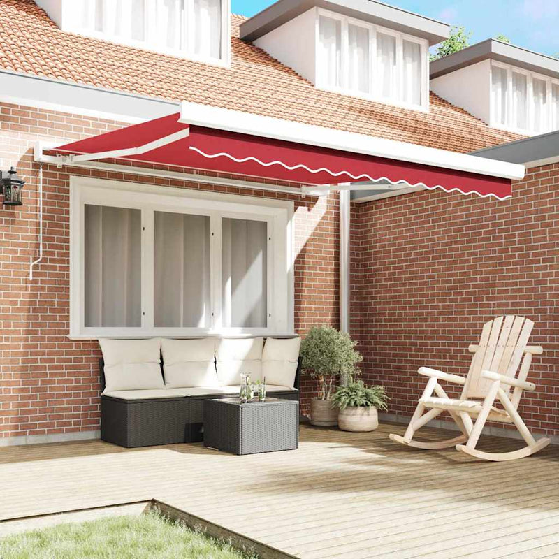 vidaXL Behúzható napellenző Piros 350 x 250 cm Szövet és Fém