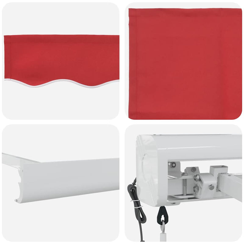 vidaXL Behúzható napellenző Piros 350 x 250 cm Szövet, Fém