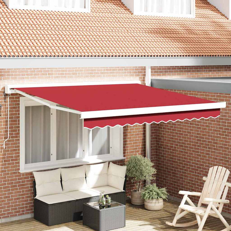 vidaXL Behúzható napellenző Piros 350 x 250 cm Szövet, Fém