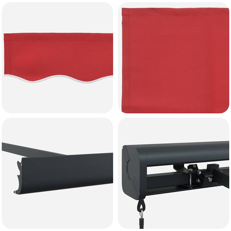 vidaXL Behúzható napellenző Piros 350 x 250 cm Szövet és Fém