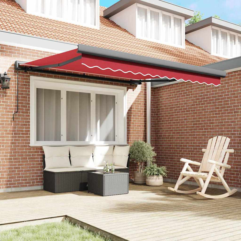 vidaXL Behúzható napellenző Piros 350 x 250 cm Szövet és Fém