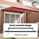 vidaXL Behúzható napellenző Piros 350 x 250 x 165 cm Szövet és Fém