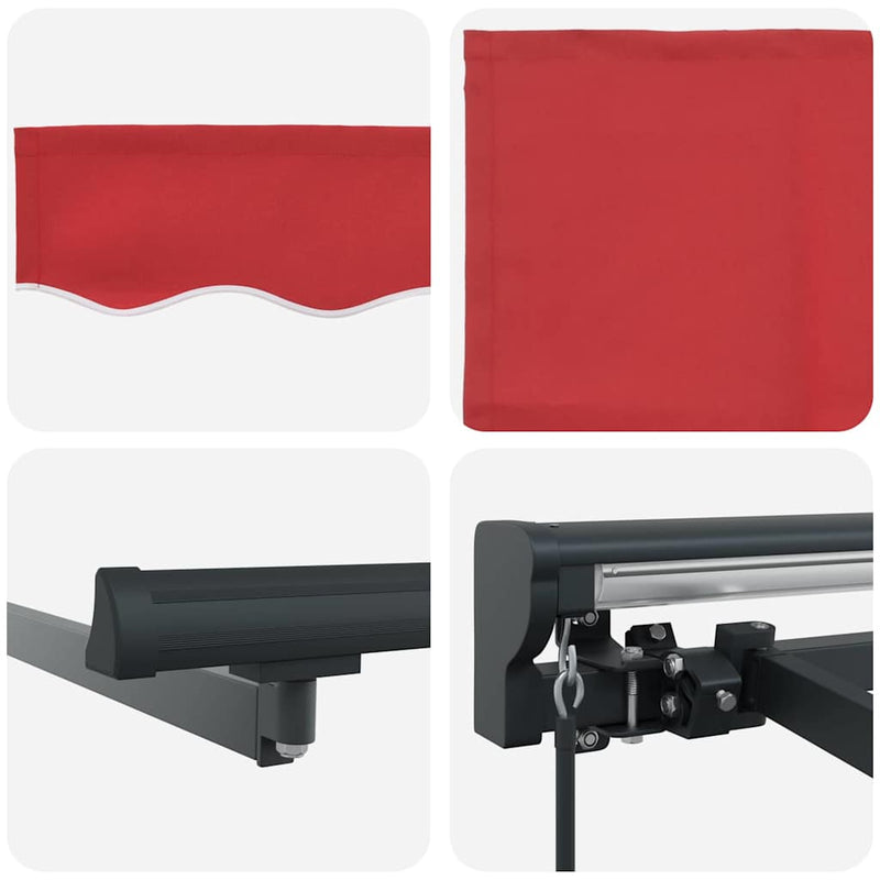 vidaXL Behúzható napellenző Piros 350x250 cm szövet