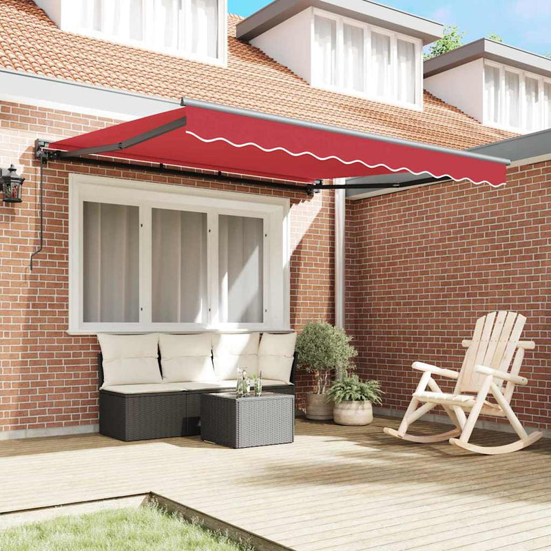 vidaXL Behúzható napellenző Piros 350x250 cm szövet