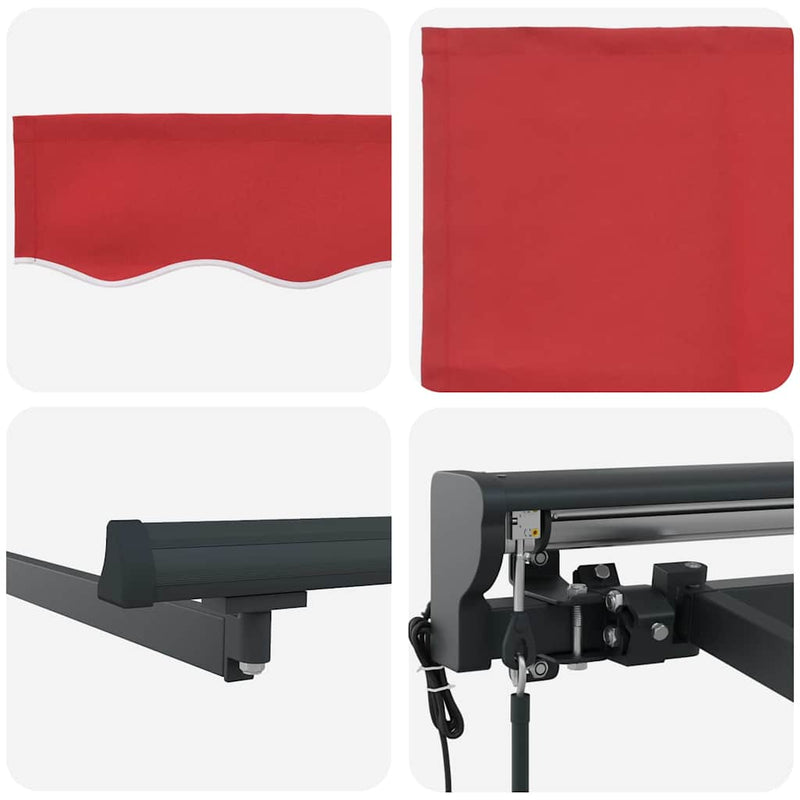vidaXL Behúzható napellenző Piros 350x250 cm szövet