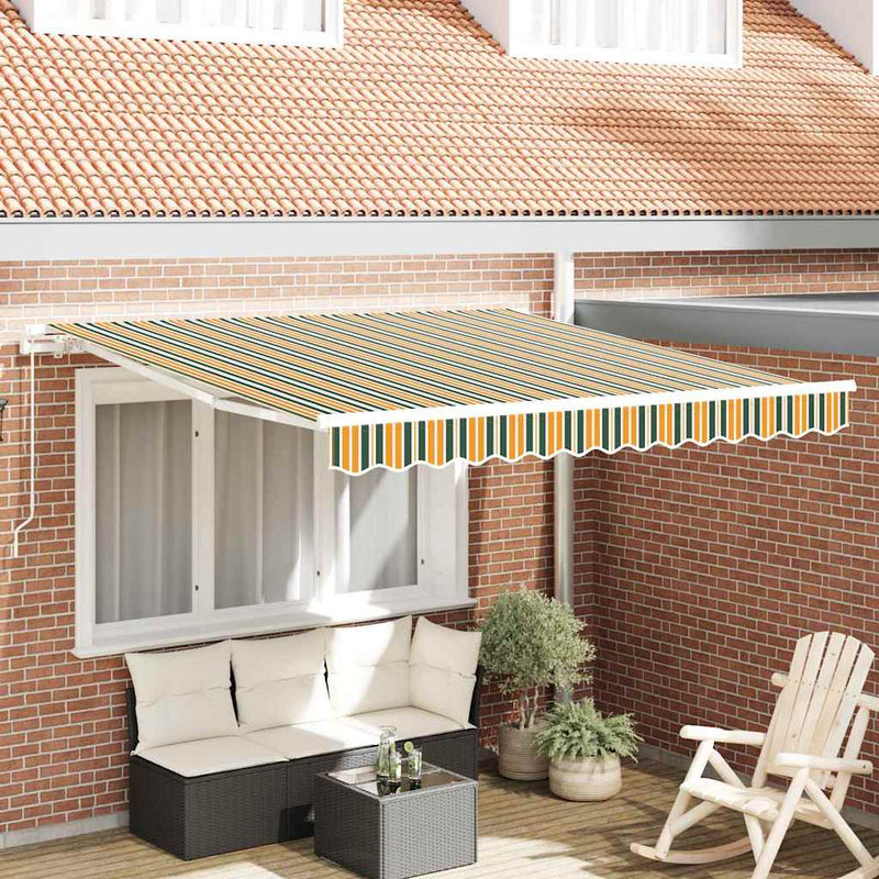 vidaXL Behúzható napellenző Zöld és sárga 350 x 250 cm szövet