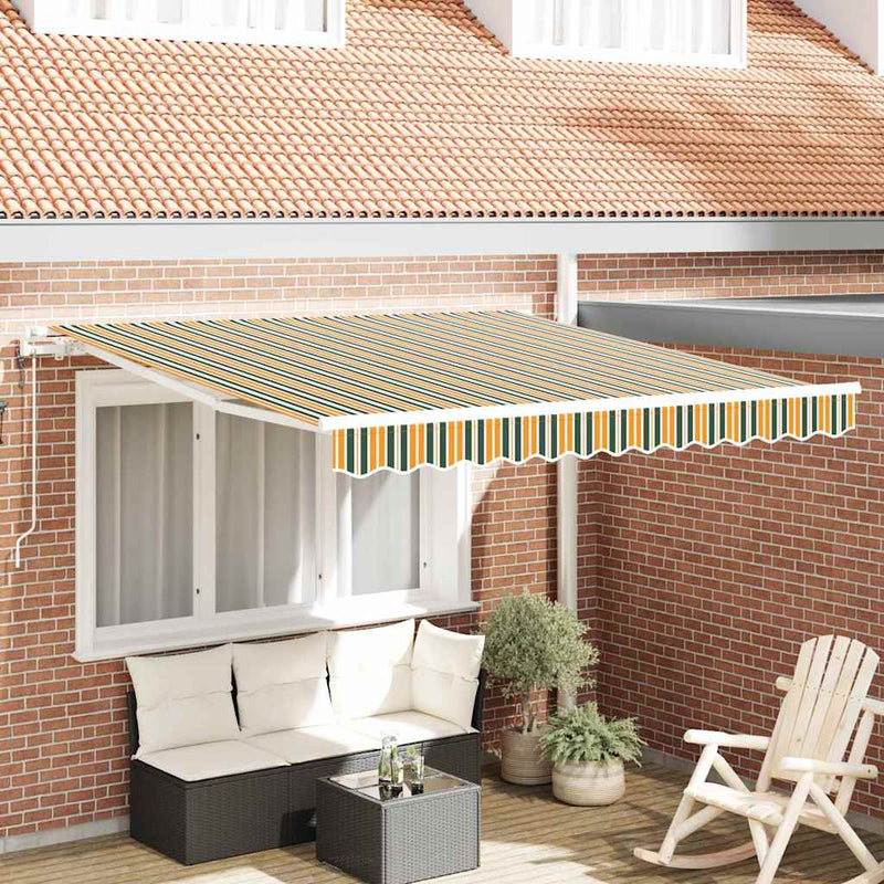 vidaXL Behúzható napellenző 350 x 250 cm Zöld és sárga
