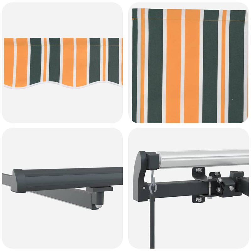 vidaXL Behúzható napellenző Zöld és sárga 350 x 250 cm szövet