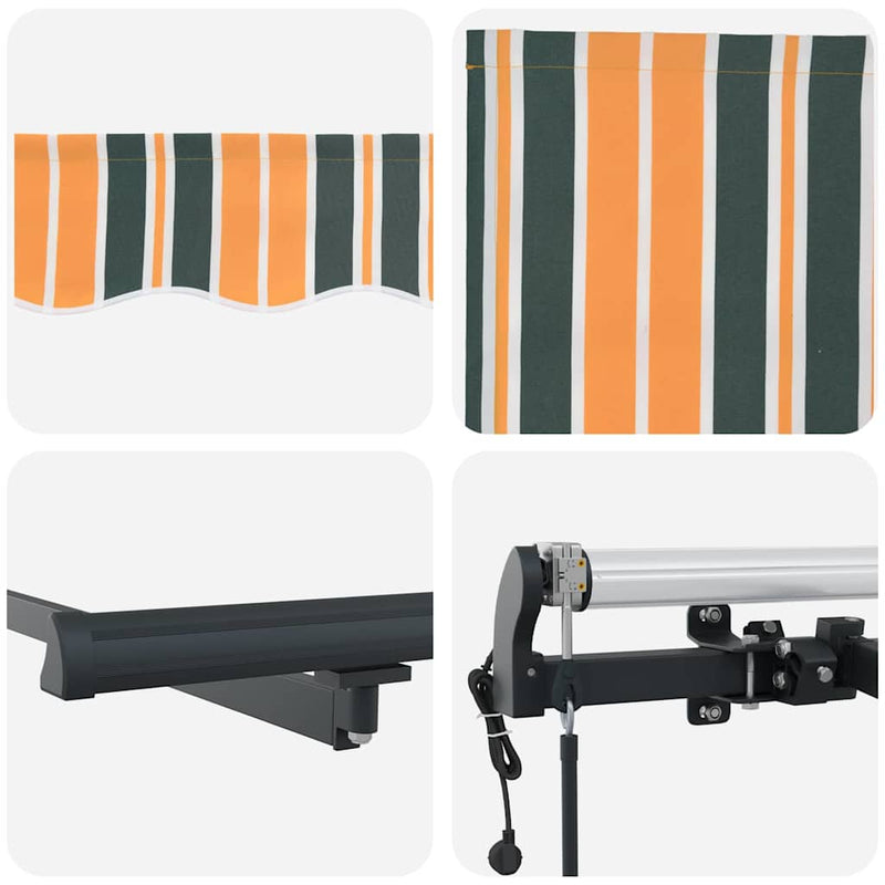 vidaXL Behúzható napellenző Zöld és sárga 350 x 250 cm szövet