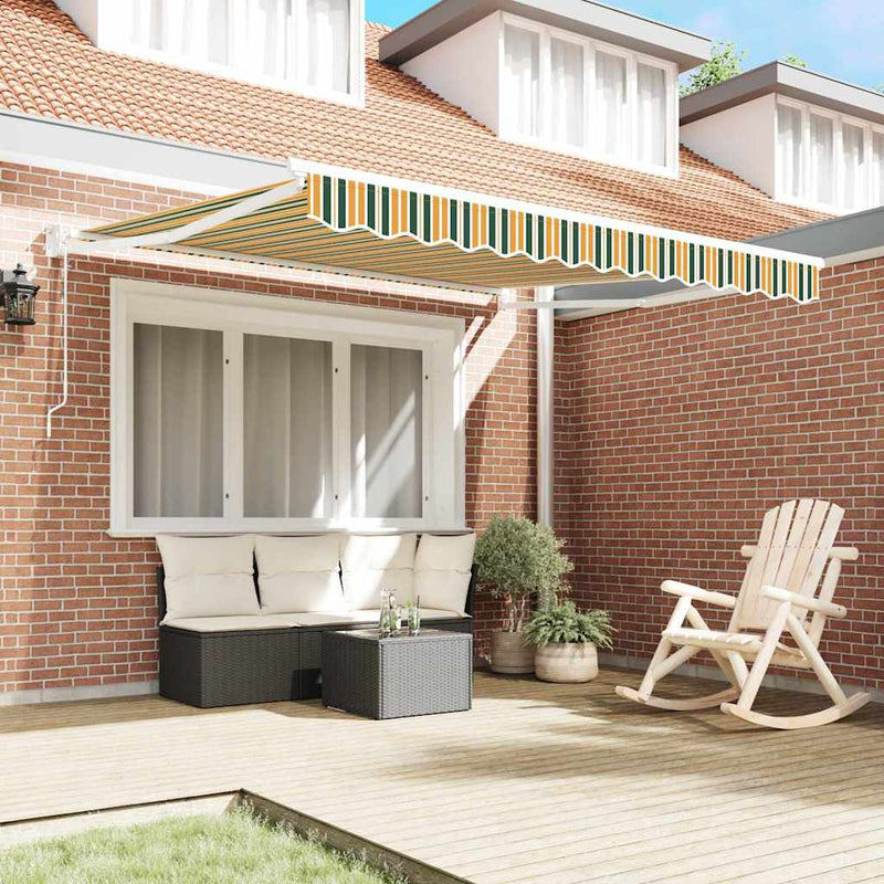 vidaXL Behúzható napellenző Zöld és sárga 350 x 250 cm szövet