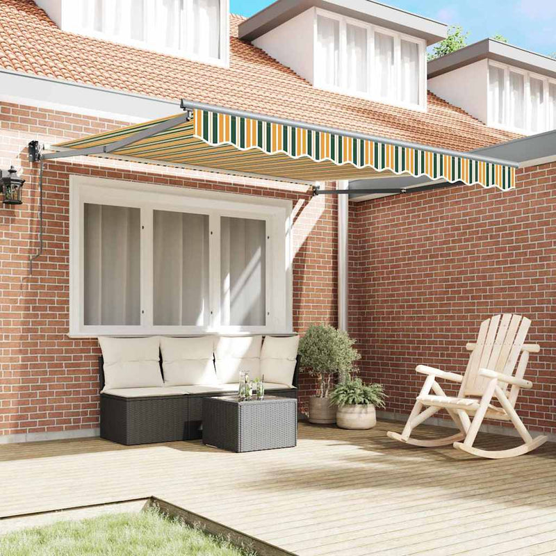 vidaXL Behúzható napellenző Zöld és sárga 350 x 250 cm szövet
