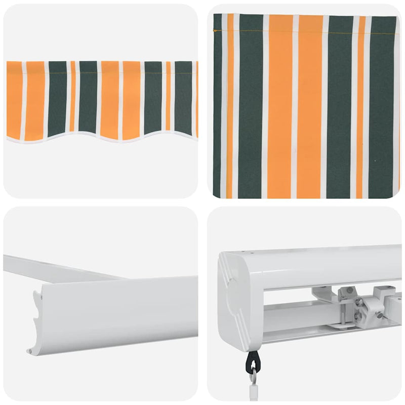 vidaXL Behúzható napellenző Zöld és Sárga 350 x 250 cm Szövet és Fém
