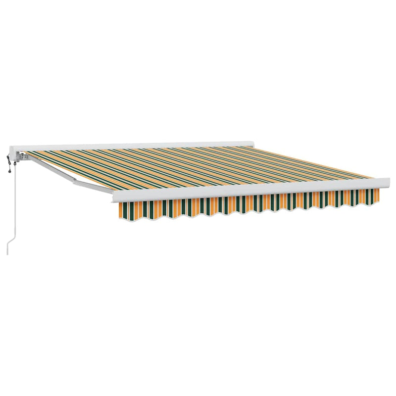 vidaXL Behúzható napellenző Zöld és sárga 350 x 250 cm Szövet, Fém