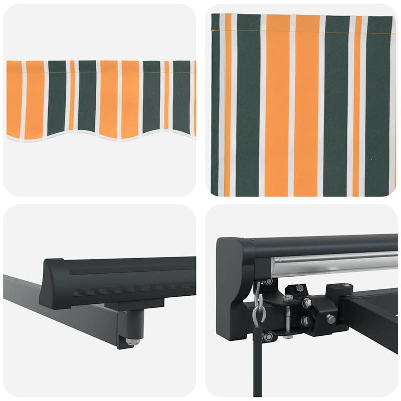 vidaXL Behúzható napellenző Zöld és Sárga 350x250 cm szövet
