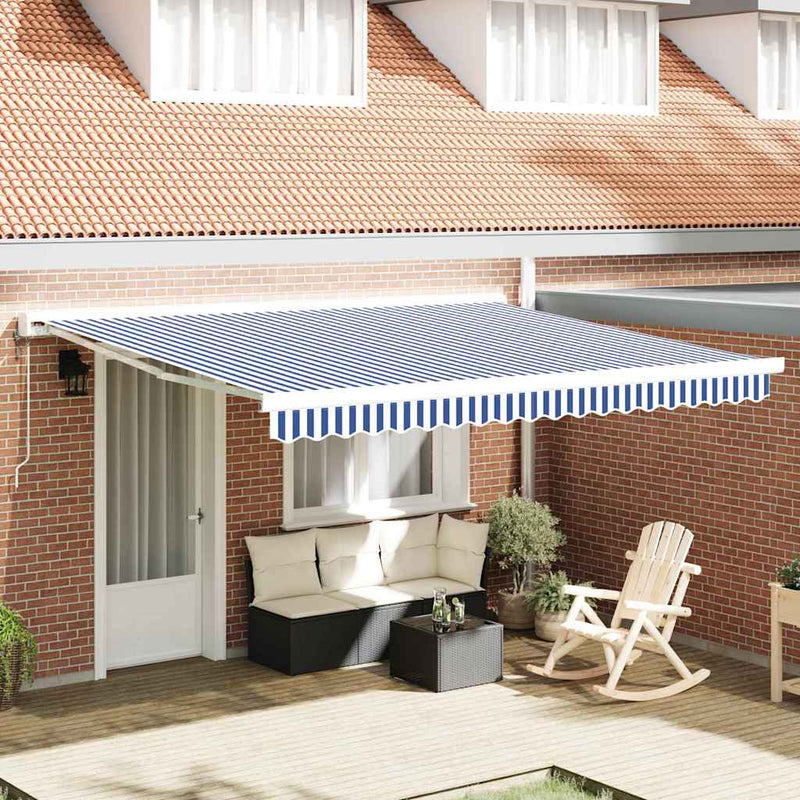 vidaXL Behúzható napellenző Kék és Fehér 400 × 300 cm Szövet és Fém