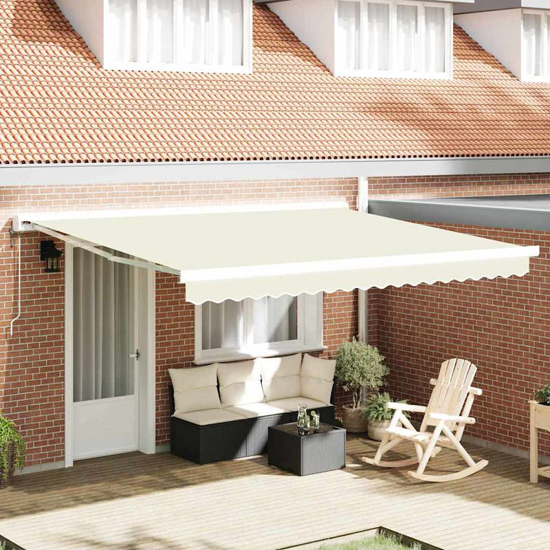 vidaXL Behúzható napellenző Krém 400 × 300 cm Szövet, Fém