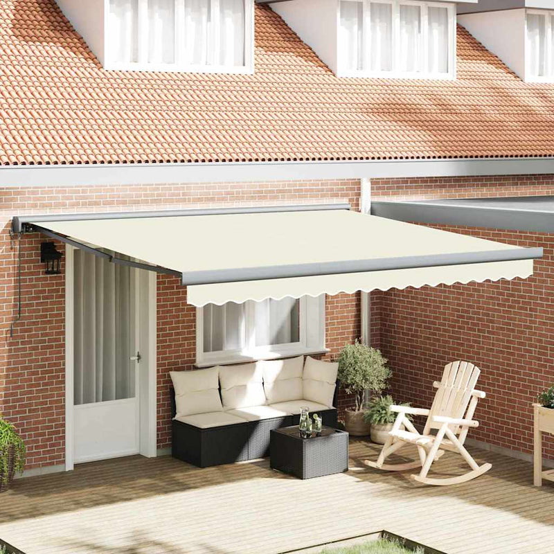 vidaXL Behúzható napellenző Krém 400 × 300 cm Szövet, Fém