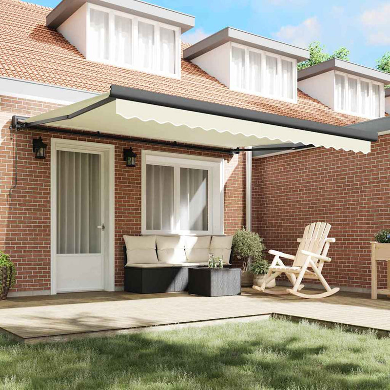 vidaXL Behúzható napellenző Krém 400 × 300 cm Szövet, Fém