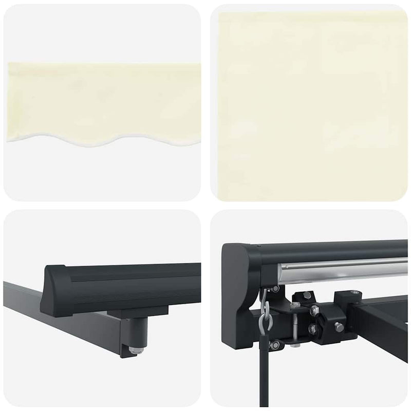 vidaXL Behúzható napellenző Krém 400 × 300 cm Poliészter