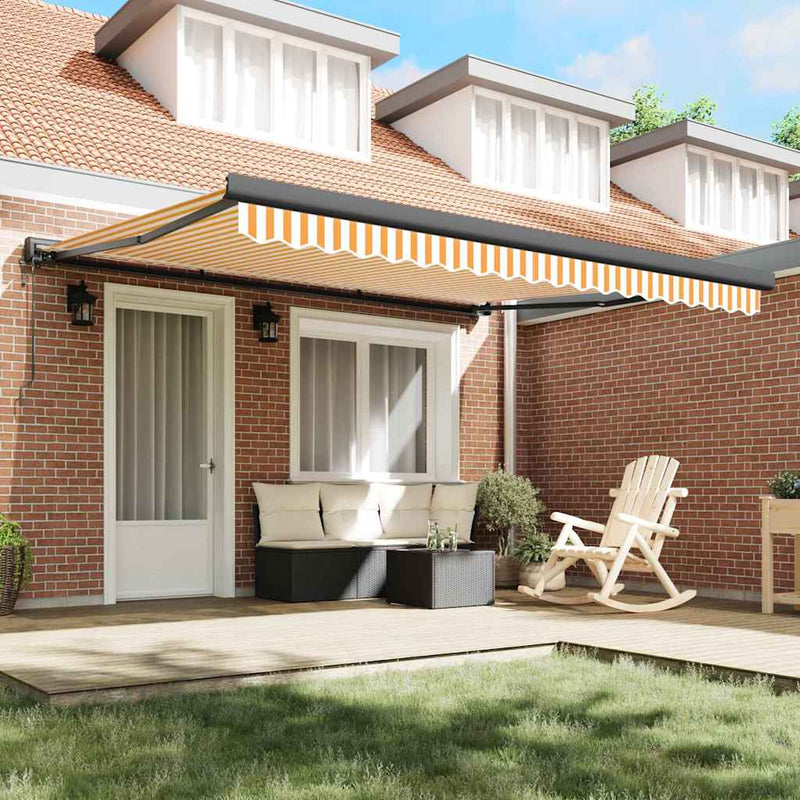 vidaXL Behúzható napellenző Sárga és fehér 400 × 300 cm Szövet, Fém