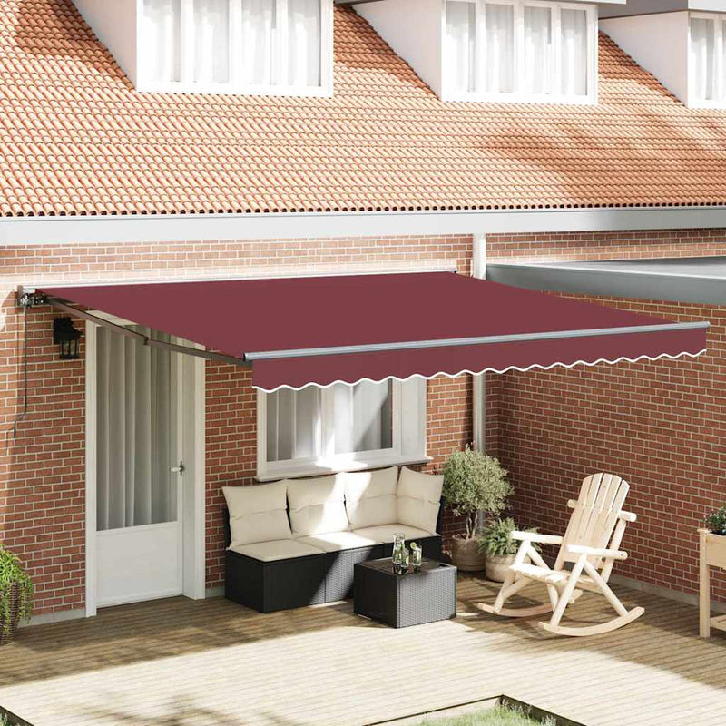 vidaXL Behúzható napellenző Burgundi Vörös 400x300 cm szövet