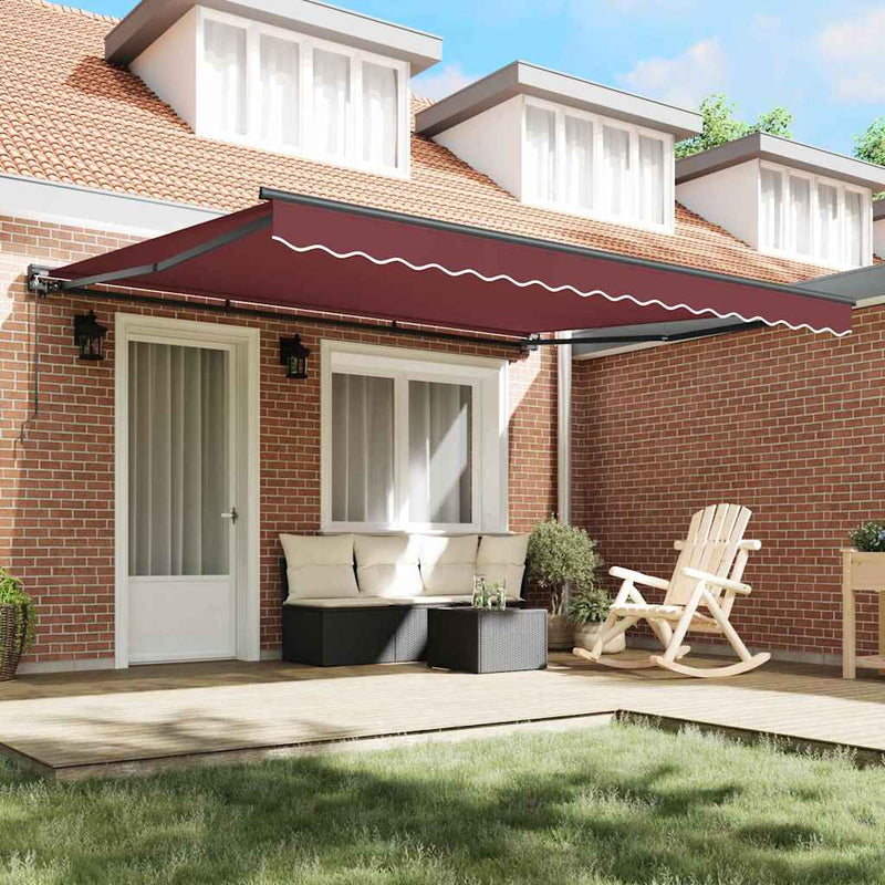 vidaXL Behúzható napellenző Burgundi Vörös 400x300 cm szövet