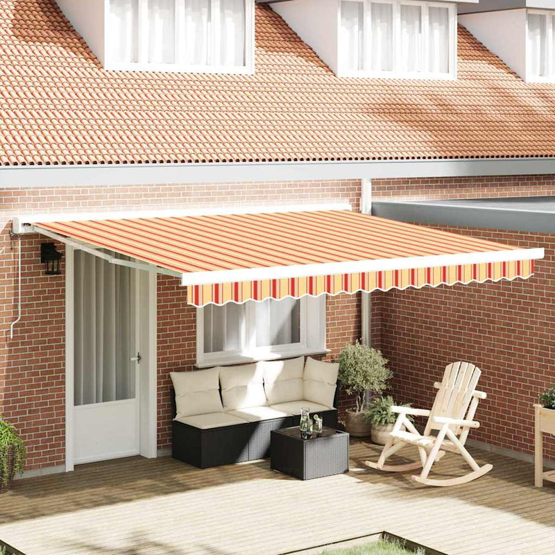 vidaXL Behúzható napellenző Sárga és narancs 400 ×300 cm Szövet és Fém