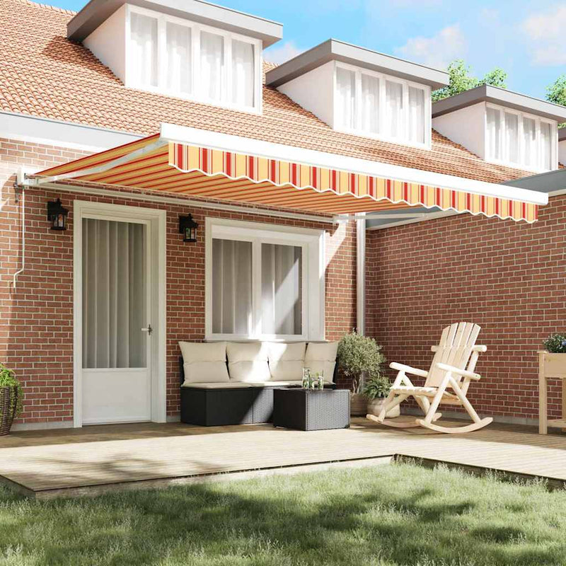 vidaXL Behúzható napellenző Sárga és narancs 400 ×300 cm Szövet és Fém
