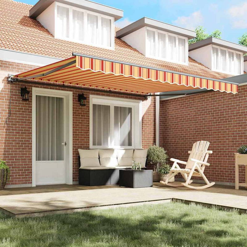 vidaXL Behúzható napellenző Sárga és narancs 400x300 cm szövet