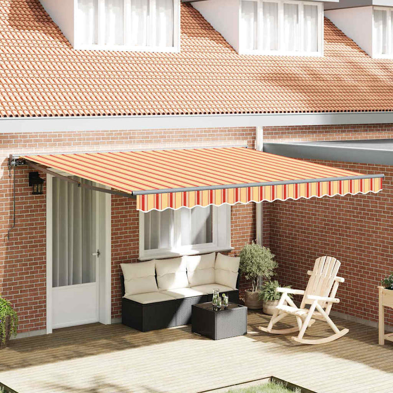 vidaXL Behúzható napellenző Sárga és narancs 400x300 cm szövet