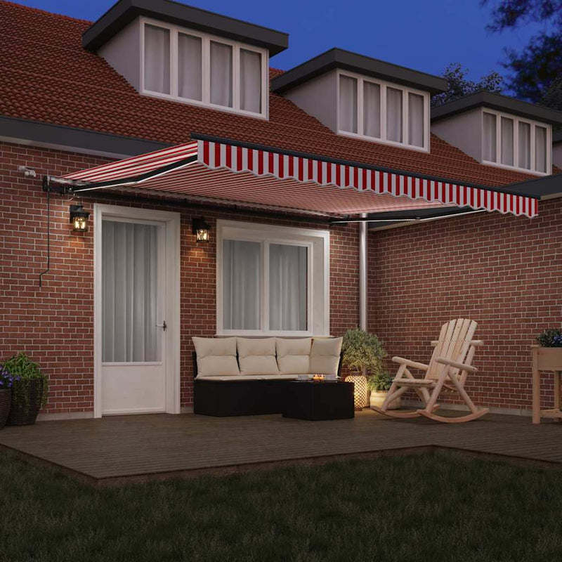 vidaXL Behúzható napellenző with Piros és fehér 400 × 300 cm szövet