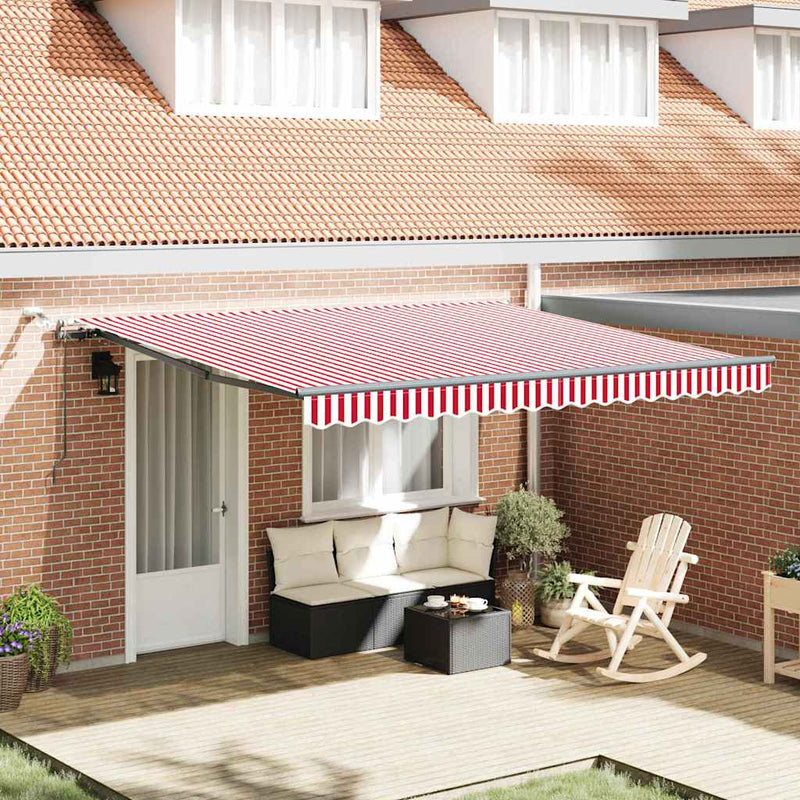 vidaXL Behúzható napellenző with Piros és fehér 400 × 300 cm szövet