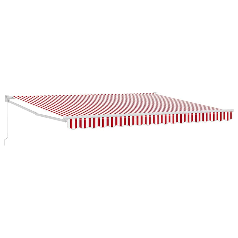 vidaXL Behúzható napellenző Piros és fehér 400 × 300 cm Poliészter