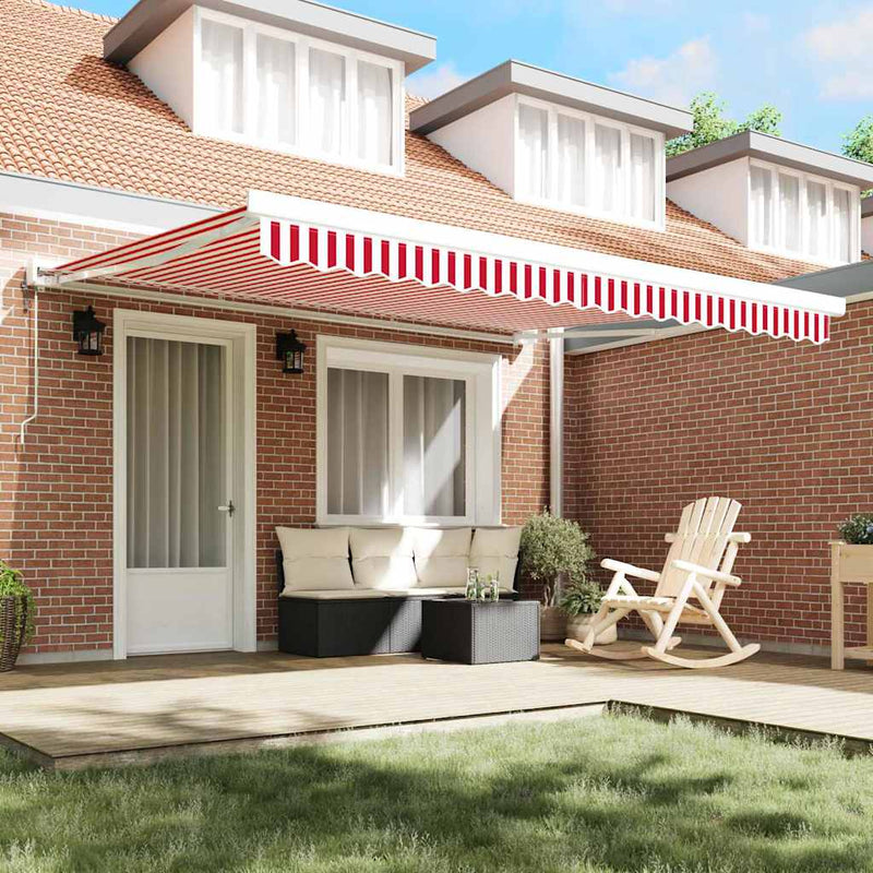 vidaXL Behúzható napellenző Piros és Fehér 400 ×300 cm Szövet és Fém