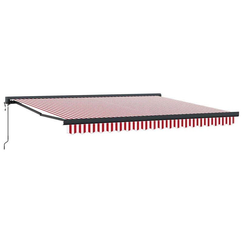 vidaXL Behúzható napellenző Piros és fehér 400 × 300 cm Szövet, Fém