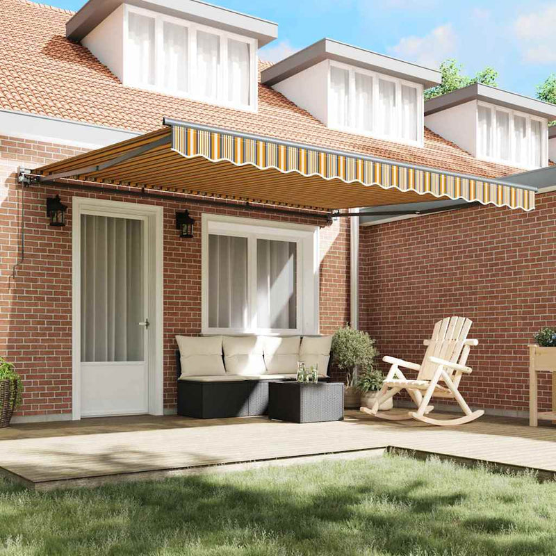 vidaXL Behúzható napellenző Tarka csíkos 400x300 cm szövet
