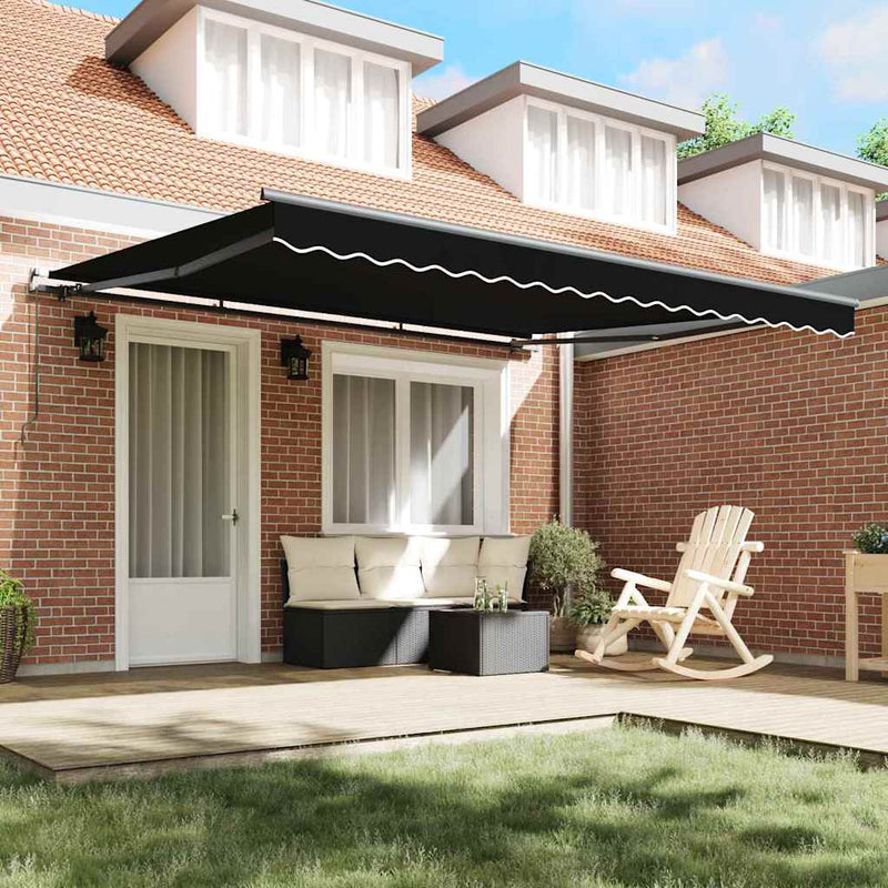 vidaXL Behúzható napellenző Fekete 400 × 300 cm szövet