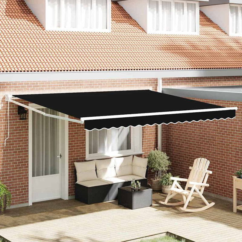 vidaXL Behúzható napellenző Fekete 400 × 300 cm Poliészter