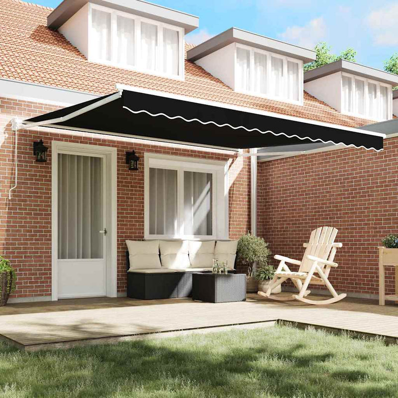vidaXL Behúzható napellenző Fekete 400 × 300 cm Poliészter