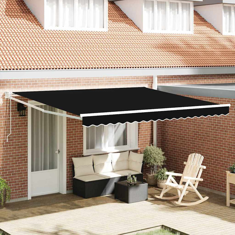vidaXL Behúzható napellenző Fekete 400 × 300 cm Poliészter
